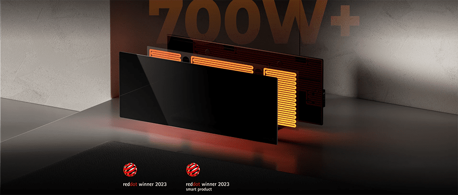 Θερμαντικό πάνελ 700W AENO AGH0002S σε μαύρο, με τα τρία κομμάτια που διασπώνται